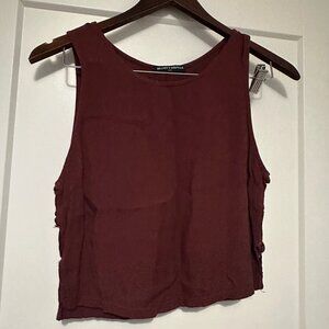 brandy melville cropped tank top burgundy with side buttons
